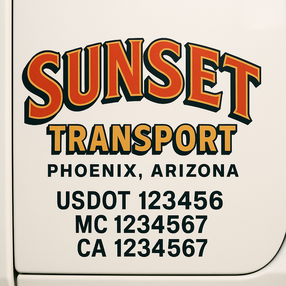 Custom Designed USDOT (DOT) Truck Door Lettering Decal Signs | Graphic Designed USDOT Lettering For Semi-Trucks, Work Trucks & Box Trucks | Add Your Trucking Name, USDOT, MC, CA, KYU, GVW & VIN (2-Pack)