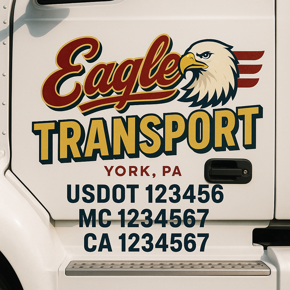Custom Designed USDOT (DOT) Truck Door Lettering Decal Signs | Graphic Designed USDOT Lettering For Semi-Trucks, Work Trucks & Box Trucks | Add Your Trucking Name, USDOT, MC, CA, KYU, GVW & VIN (2-Pack)