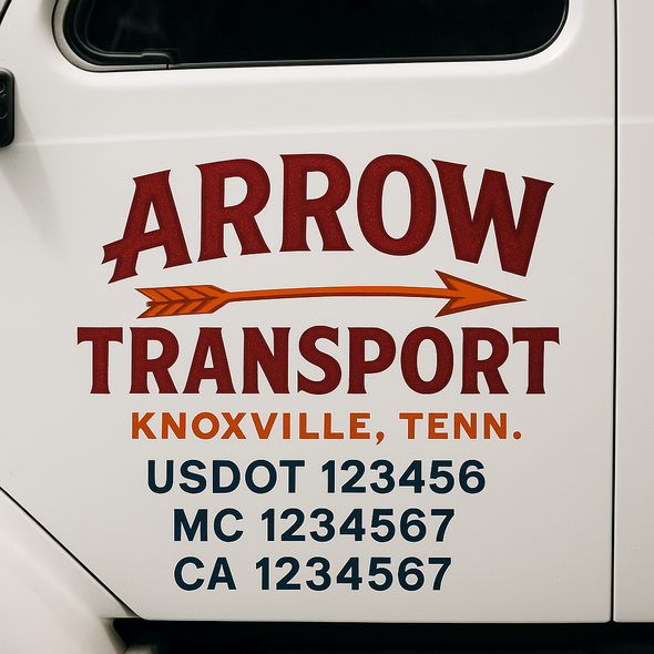 Custom Designed USDOT (DOT) Truck Door Lettering Decal Signs | Graphic Designed USDOT Lettering For Semi-Trucks, Work Trucks & Box Trucks | Add Your Trucking Name, USDOT, MC, CA, KYU, GVW & VIN (2-Pack)