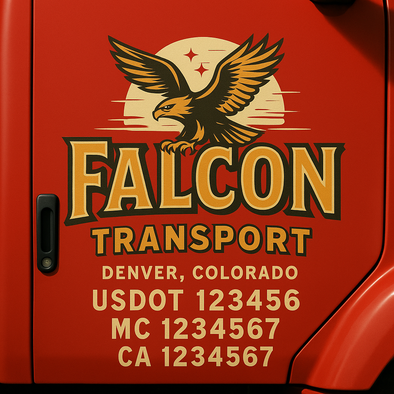 Custom Designed USDOT (DOT) Truck Door Lettering Decal Signs | Graphic Designed USDOT Lettering For Semi-Trucks, Work Trucks & Box Trucks | Add Your Trucking Name, USDOT, MC, CA, KYU, GVW & VIN (2-Pack)