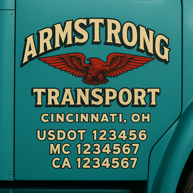 Custom Designed USDOT (DOT) Truck Door Lettering Decal Signs | Graphic Designed USDOT Lettering For Semi-Trucks, Work Trucks & Box Trucks | Add Your Trucking Name, USDOT, MC, CA, KYU, GVW & VIN (2-Pack)