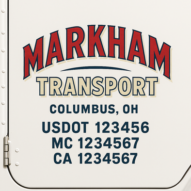 Custom Designed USDOT (DOT) Truck Door Lettering Decal Signs | Graphic Designed USDOT Lettering For Semi-Trucks, Work Trucks & Box Trucks | Add Your Trucking Name, USDOT, MC, CA, KYU, GVW & VIN (2-Pack)
