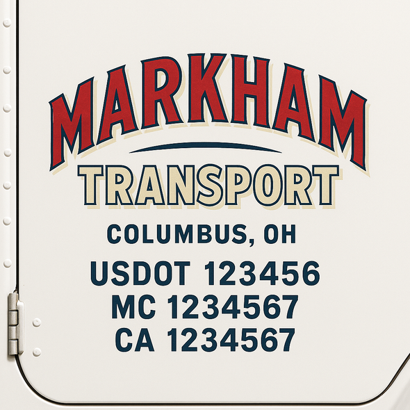 Custom Designed USDOT (DOT) Truck Door Lettering Decal Signs | Graphic Designed USDOT Lettering For Semi-Trucks, Work Trucks & Box Trucks | Add Your Trucking Name, USDOT, MC, CA, KYU, GVW & VIN (2-Pack)