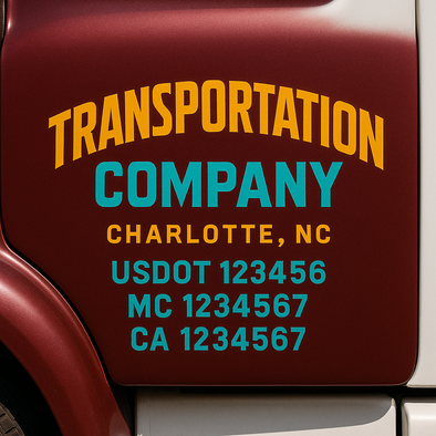 Custom Designed USDOT (DOT) Truck Door Lettering Decal Signs | Graphic Designed USDOT Lettering For Semi-Trucks, Work Trucks & Box Trucks | Add Your Trucking Name, USDOT, MC, CA, KYU, GVW & VIN (2-Pack)
