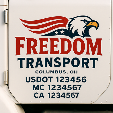 Custom Designed USDOT (DOT) Truck Door Lettering Decal Signs | Graphic Designed USDOT Lettering For Semi-Trucks, Work Trucks & Box Trucks | Add Your Trucking Name, USDOT, MC, CA, KYU, GVW & VIN (2-Pack)
