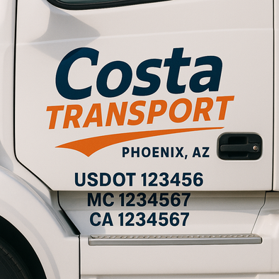 Custom Designed USDOT (DOT) Truck Door Lettering Decal Signs | Graphic Designed USDOT Lettering For Semi-Trucks, Work Trucks & Box Trucks | Add Your Trucking Name, USDOT, MC, CA, KYU, GVW & VIN (2-Pack)