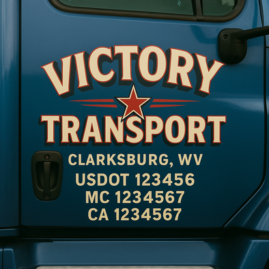 Custom Designed USDOT (DOT) Truck Door Lettering Decal Signs | Graphic Designed USDOT Lettering For Semi-Trucks, Work Trucks & Box Trucks | Add Your Trucking Name, USDOT, MC, CA, KYU, GVW & VIN (2-Pack)