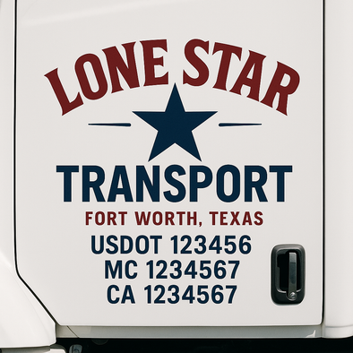 Custom Designed USDOT (DOT) Truck Door Lettering Decal Signs | Graphic Designed USDOT Lettering For Semi-Trucks, Work Trucks & Box Trucks | Add Your Trucking Name, USDOT, MC, CA, KYU, GVW & VIN (2-Pack)