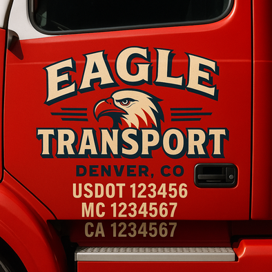 Custom Designed USDOT (DOT) Truck Door Lettering Decal Signs | Graphic Designed USDOT Lettering For Semi-Trucks, Work Trucks & Box Trucks | Add Your Trucking Name, USDOT, MC, CA, KYU, GVW & VIN (2-Pack)