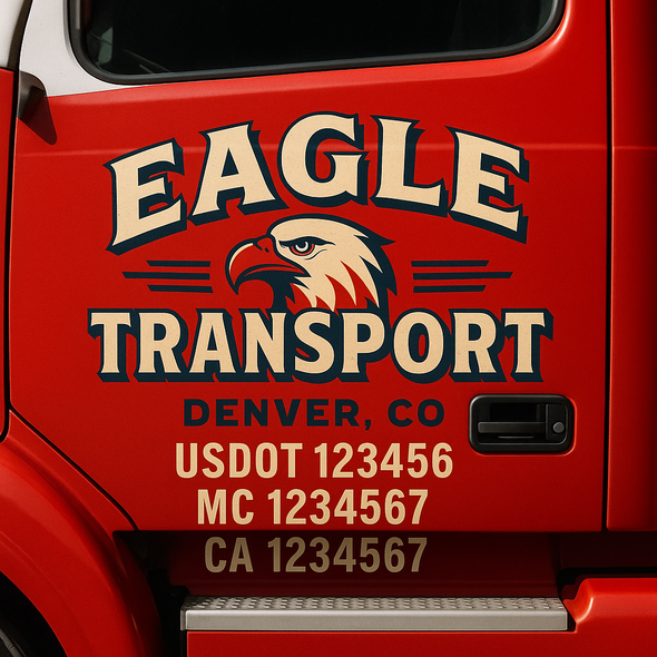 Custom Designed USDOT (DOT) Truck Door Lettering Decal Signs | Graphic Designed USDOT Lettering For Semi-Trucks, Work Trucks & Box Trucks | Add Your Trucking Name, USDOT, MC, CA, KYU, GVW & VIN (2-Pack)