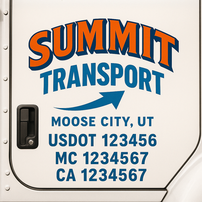 Custom Designed USDOT (DOT) Truck Door Lettering Decal Signs | Graphic Designed USDOT Lettering For Semi-Trucks, Work Trucks & Box Trucks | Add Your Trucking Name, USDOT, MC, CA, KYU, GVW & VIN (2-Pack)