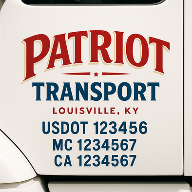 Custom Designed USDOT (DOT) Truck Door Lettering Decal Signs | Graphic Designed USDOT Lettering For Semi-Trucks, Work Trucks & Box Trucks | Add Your Trucking Name, USDOT, MC, CA, KYU, GVW & VIN (2-Pack)