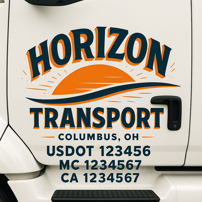 Custom Designed USDOT (DOT) Truck Door Lettering Decal Signs | Graphic Designed USDOT Lettering For Semi-Trucks, Work Trucks & Box Trucks | Add Your Trucking Name, USDOT, MC, CA, KYU, GVW & VIN (2-Pack)