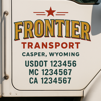 Custom Designed USDOT (DOT) Truck Door Lettering Decal Signs | Graphic Designed USDOT Lettering For Semi-Trucks, Work Trucks & Box Trucks | Add Your Trucking Name, USDOT, MC, CA, KYU, GVW & VIN (2-Pack)