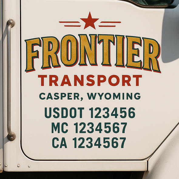 Custom Designed USDOT (DOT) Truck Door Lettering Decal Signs | Graphic Designed USDOT Lettering For Semi-Trucks, Work Trucks & Box Trucks | Add Your Trucking Name, USDOT, MC, CA, KYU, GVW & VIN (2-Pack)