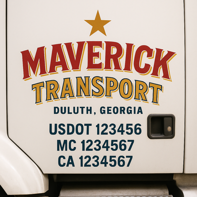 Custom Designed USDOT (DOT) Truck Door Lettering Decal Signs | Graphic Designed USDOT Lettering For Semi-Trucks, Work Trucks & Box Trucks | Add Your Trucking Name, USDOT, MC, CA, KYU, GVW & VIN (2-Pack)