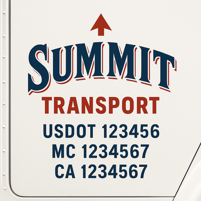Custom Designed USDOT (DOT) Truck Door Lettering Decal Signs | Graphic Designed USDOT Lettering For Semi-Trucks, Work Trucks & Box Trucks | Add Your Trucking Name, USDOT, MC, CA, KYU, GVW & VIN (2-Pack)