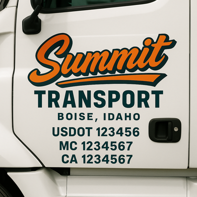 Custom Designed USDOT (DOT) Truck Door Lettering Decal Signs | Graphic Designed USDOT Lettering For Semi-Trucks, Work Trucks & Box Trucks | Add Your Trucking Name, USDOT, MC, CA, KYU, GVW & VIN (2-Pack)