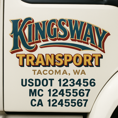 Custom Designed USDOT (DOT) Truck Door Lettering Decal Signs | Graphic Designed USDOT Lettering For Semi-Trucks, Work Trucks & Box Trucks | Add Your Trucking Name, USDOT, MC, CA, KYU, GVW & VIN (2-Pack)
