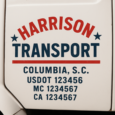 Custom Designed USDOT (DOT) Truck Door Lettering Decal Signs | Graphic Designed USDOT Lettering For Semi-Trucks, Work Trucks & Box Trucks | Add Your Trucking Name, USDOT, MC, CA, KYU, GVW & VIN (2-Pack)