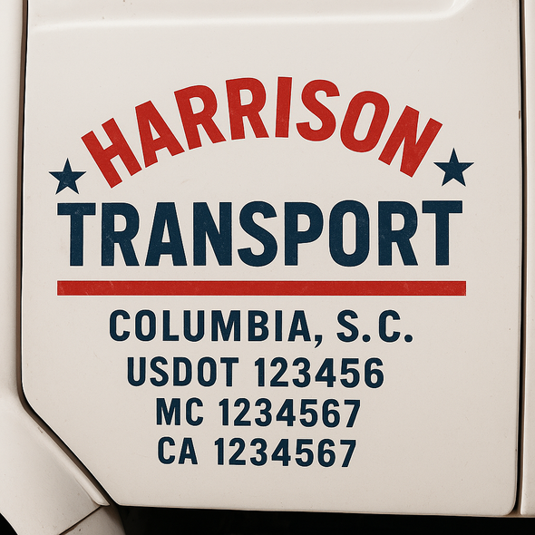Custom Designed USDOT (DOT) Truck Door Lettering Decal Signs | Graphic Designed USDOT Lettering For Semi-Trucks, Work Trucks & Box Trucks | Add Your Trucking Name, USDOT, MC, CA, KYU, GVW & VIN (2-Pack)