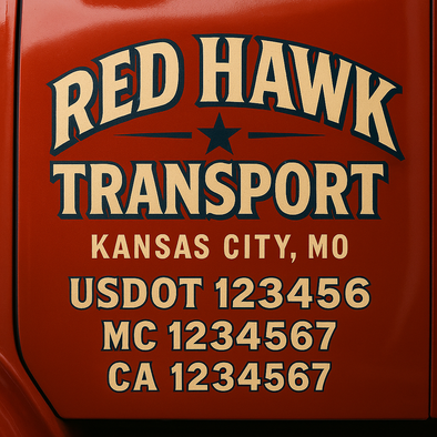 Custom Designed USDOT (DOT) Truck Door Lettering Decal Signs | Graphic Designed USDOT Lettering For Semi-Trucks, Work Trucks & Box Trucks | Add Your Trucking Name, USDOT, MC, CA, KYU, GVW & VIN (2-Pack)