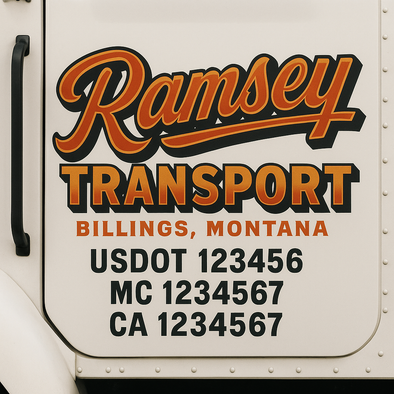 Custom Designed USDOT (DOT) Truck Door Lettering Decal Signs | Graphic Designed USDOT Lettering For Semi-Trucks, Work Trucks & Box Trucks | Add Your Trucking Name, USDOT, MC, CA, KYU, GVW & VIN (2-Pack)