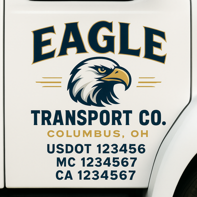 Custom Designed USDOT (DOT) Truck Door Lettering Decal Signs | Graphic Designed USDOT Lettering For Semi-Trucks, Work Trucks & Box Trucks | Add Your Trucking Name, USDOT, MC, CA, KYU, GVW & VIN (2-Pack)
