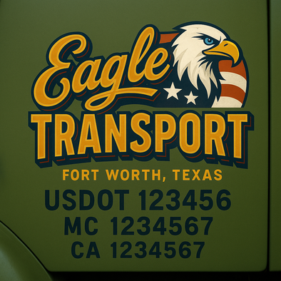 Custom Designed USDOT (DOT) Truck Door Lettering Decal Signs | Graphic Designed USDOT Lettering For Semi-Trucks, Work Trucks & Box Trucks | Add Your Trucking Name, USDOT, MC, CA, KYU, GVW & VIN (2-Pack)