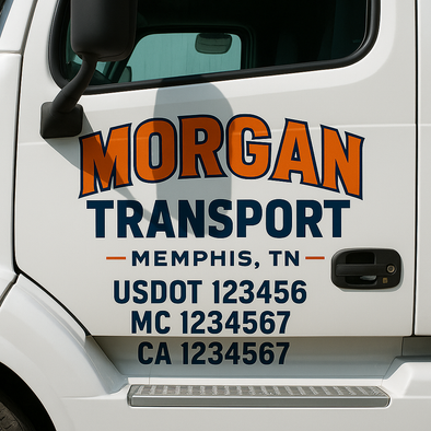 Custom Designed USDOT (DOT) Truck Door Lettering Decal Signs | Graphic Designed USDOT Lettering For Semi-Trucks, Work Trucks & Box Trucks | Add Your Trucking Name, USDOT, MC, CA, KYU, GVW & VIN (2-Pack)