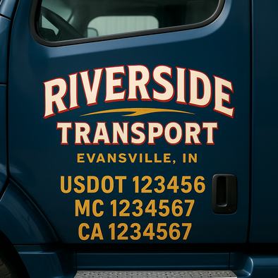 Custom Designed USDOT (DOT) Truck Door Lettering Decal Signs | Graphic Designed USDOT Lettering For Semi-Trucks, Work Trucks & Box Trucks | Add Your Trucking Name, USDOT, MC, CA, KYU, GVW & VIN (2-Pack)