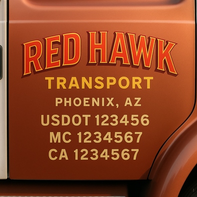 Custom Designed USDOT (DOT) Truck Door Lettering Decal Signs | Graphic Designed USDOT Lettering For Semi-Trucks, Work Trucks & Box Trucks | Add Your Trucking Name, USDOT, MC, CA, KYU, GVW & VIN (2-Pack)