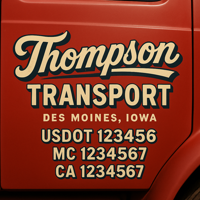 Custom Designed USDOT (DOT) Truck Door Lettering Decal Signs | Graphic Designed USDOT Lettering For Semi-Trucks, Work Trucks & Box Trucks | Add Your Trucking Name, USDOT, MC, CA, KYU, GVW & VIN (2-Pack)