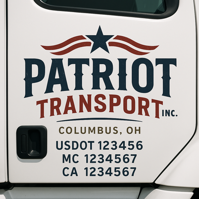 Custom Designed USDOT (DOT) Truck Door Lettering Decal Signs | Graphic Designed USDOT Lettering For Semi-Trucks, Work Trucks & Box Trucks | Add Your Trucking Name, USDOT, MC, CA, KYU, GVW & VIN (2-Pack)