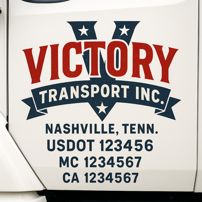 Custom Designed USDOT (DOT) Truck Door Lettering Decal Signs | Graphic Designed USDOT Lettering For Semi-Trucks, Work Trucks & Box Trucks | Add Your Trucking Name, USDOT, MC, CA, KYU, GVW & VIN (2-Pack)