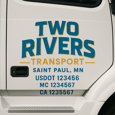 Custom Designed USDOT (DOT) Truck Door Lettering Decal Signs | Graphic Designed USDOT Lettering For Semi-Trucks, Work Trucks & Box Trucks | Add Your Trucking Name, USDOT, MC, CA, KYU, GVW & VIN (2-Pack)