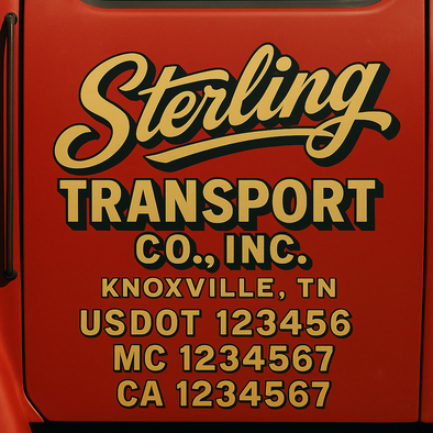 Custom Designed USDOT (DOT) Truck Door Lettering Decal Signs | Graphic Designed USDOT Lettering For Semi-Trucks, Work Trucks & Box Trucks | Add Your Trucking Name, USDOT, MC, CA, KYU, GVW & VIN (2-Pack)