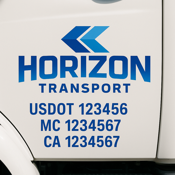 Custom Designed USDOT (DOT) Truck Door Lettering Decal Signs | Graphic Designed USDOT Lettering For Semi-Trucks, Work Trucks & Box Trucks | Add Your Trucking Name, USDOT, MC, CA, KYU, GVW & VIN (2-Pack)