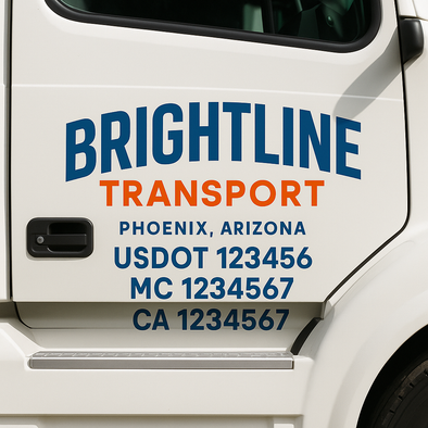Custom Designed USDOT (DOT) Truck Door Lettering Decal Signs | Graphic Designed USDOT Lettering For Semi-Trucks, Work Trucks & Box Trucks | Add Your Trucking Name, USDOT, MC, CA, KYU, GVW & VIN (2-Pack)