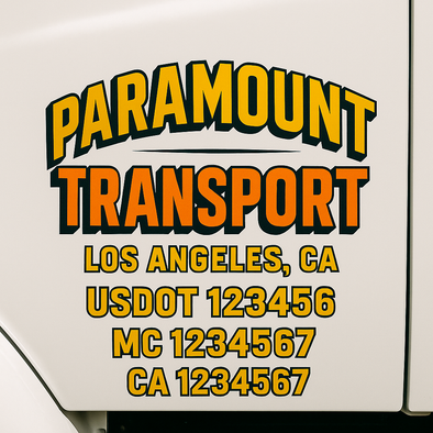Custom Designed USDOT (DOT) Truck Door Lettering Decal Signs | Graphic Designed USDOT Lettering For Semi-Trucks, Work Trucks & Box Trucks | Add Your Trucking Name, USDOT, MC, CA, KYU, GVW & VIN (2-Pack)