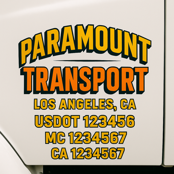 Custom Designed USDOT (DOT) Truck Door Lettering Decal Signs | Graphic Designed USDOT Lettering For Semi-Trucks, Work Trucks & Box Trucks | Add Your Trucking Name, USDOT, MC, CA, KYU, GVW & VIN (2-Pack)