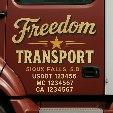 Custom Designed USDOT (DOT) Truck Door Lettering Decal Signs | Graphic Designed USDOT Lettering For Semi-Trucks, Work Trucks & Box Trucks | Add Your Trucking Name, USDOT, MC, CA, KYU, GVW & VIN (2-Pack)