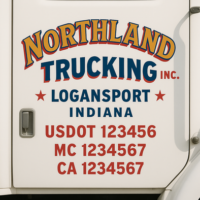 Custom Designed USDOT (DOT) Truck Door Lettering Decal Signs | Graphic Designed USDOT Lettering For Semi-Trucks, Work Trucks & Box Trucks | Add Your Trucking Name, USDOT, MC, CA, KYU, GVW & VIN (2-Pack)