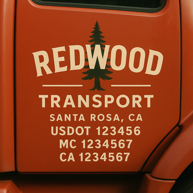 Custom Designed USDOT (DOT) Truck Door Lettering Decal Signs | Graphic Designed USDOT Lettering For Semi-Trucks, Work Trucks & Box Trucks | Add Your Trucking Name, USDOT, MC, CA, KYU, GVW & VIN (2-Pack)