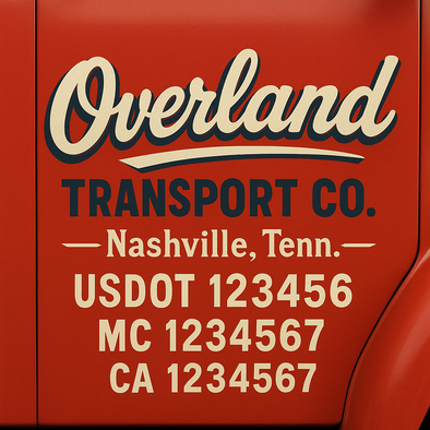 Custom Designed USDOT (DOT) Truck Door Lettering Decal Signs | Graphic Designed USDOT Lettering For Semi-Trucks, Work Trucks & Box Trucks | Add Your Trucking Name, USDOT, MC, CA, KYU, GVW & VIN (2-Pack)