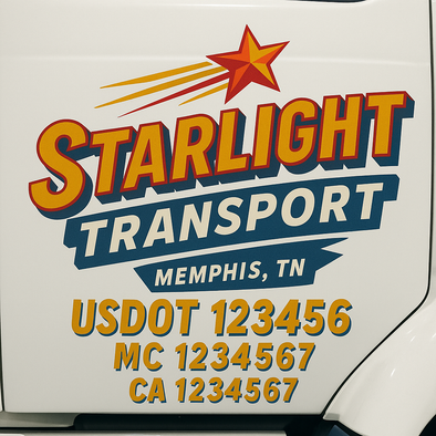 Custom Designed USDOT (DOT) Truck Door Lettering Decal Signs | Graphic Designed USDOT Lettering For Semi-Trucks, Work Trucks & Box Trucks | Add Your Trucking Name, USDOT, MC, CA, KYU, GVW & VIN (2-Pack)
