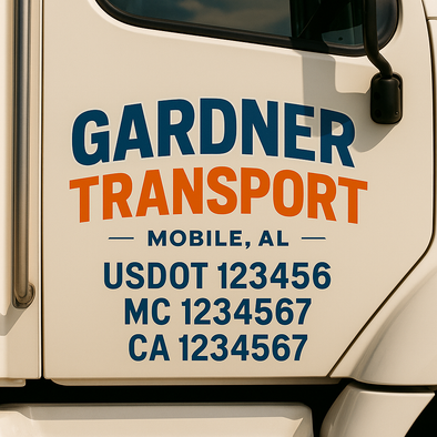 Custom Designed USDOT (DOT) Truck Door Lettering Decal Signs | Graphic Designed USDOT Lettering For Semi-Trucks, Work Trucks & Box Trucks | Add Your Trucking Name, USDOT, MC, CA, KYU, GVW & VIN (2-Pack)