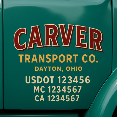 Custom Designed USDOT (DOT) Truck Door Lettering Decal Signs | Graphic Designed USDOT Lettering For Semi-Trucks, Work Trucks & Box Trucks | Add Your Trucking Name, USDOT, MC, CA, KYU, GVW & VIN (2-Pack)