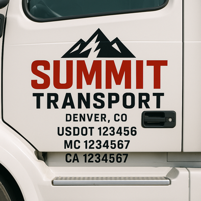 Custom Designed USDOT (DOT) Truck Door Lettering Decal Signs | Graphic Designed USDOT Lettering For Semi-Trucks, Work Trucks & Box Trucks | Add Your Trucking Name, USDOT, MC, CA, KYU, GVW & VIN (2-Pack)
