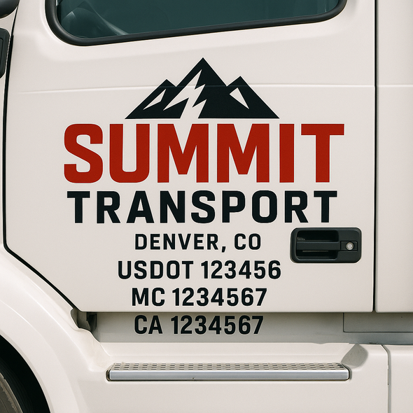 Custom Designed USDOT (DOT) Truck Door Lettering Decal Signs | Graphic Designed USDOT Lettering For Semi-Trucks, Work Trucks & Box Trucks | Add Your Trucking Name, USDOT, MC, CA, KYU, GVW & VIN (2-Pack)